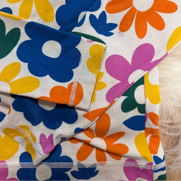 Hanna Andersson Girls Long Sleeve Swim Rashguard Flower Print on White Size 6/7 - Picture 5 of 5